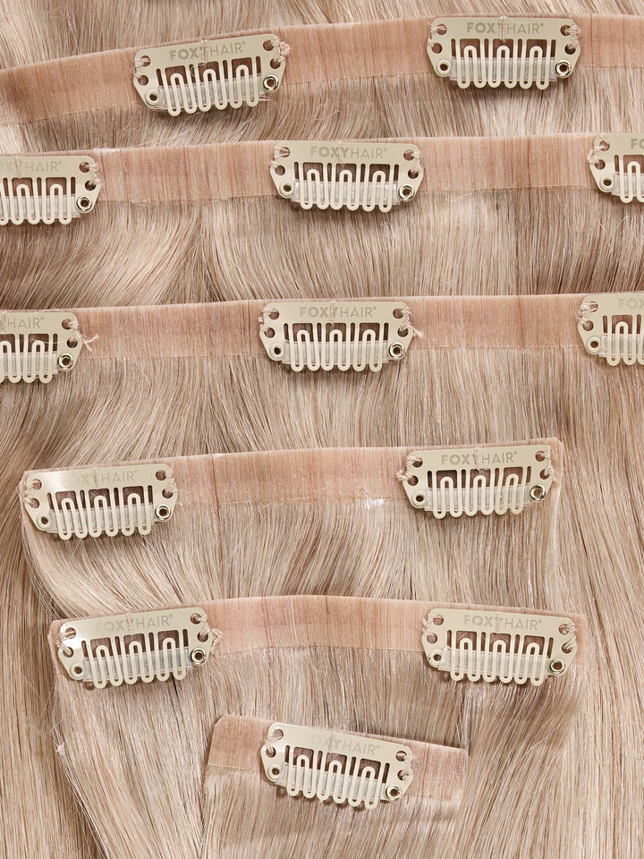 Caramel Blonde Seamless Clip-In Hair Extensions (20" and 180 Grams)
