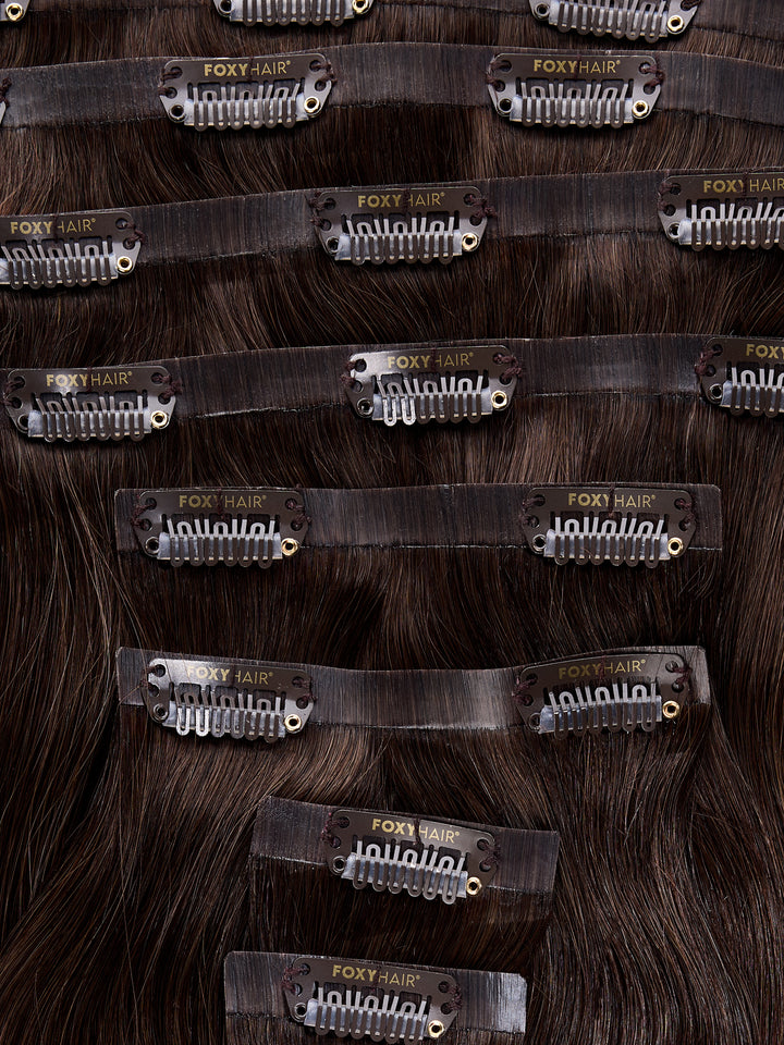 Milk Chocolate Seamless Clip-In Remy Hair Extensions (20" and 180 Grams)