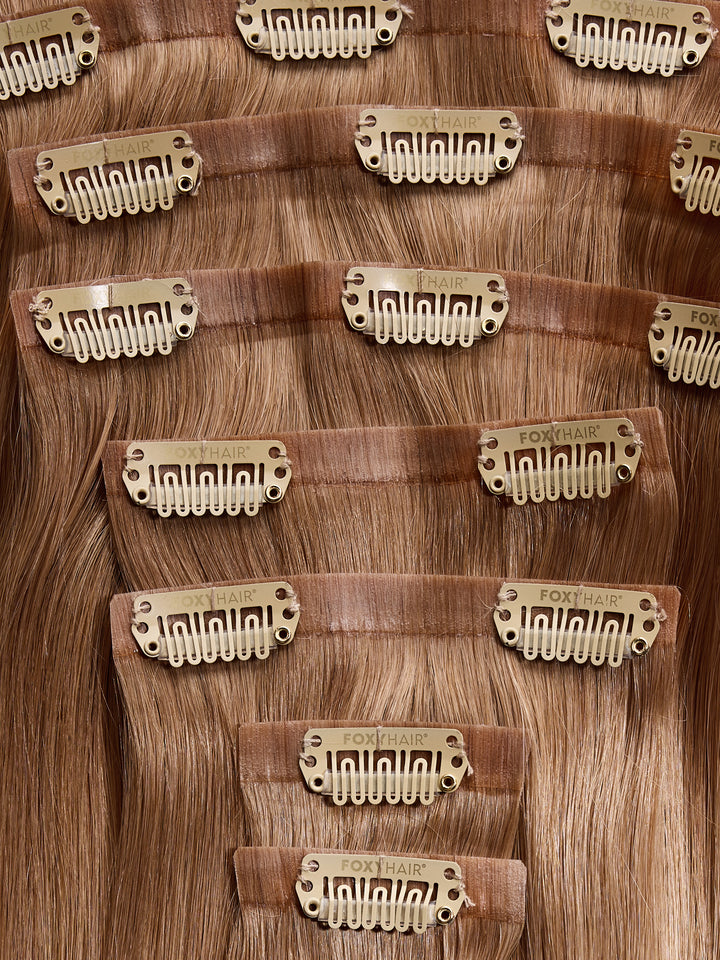 Strawberry Blonde Seamless Clip-In Remy Hair Extensions (20" and 180 Grams)