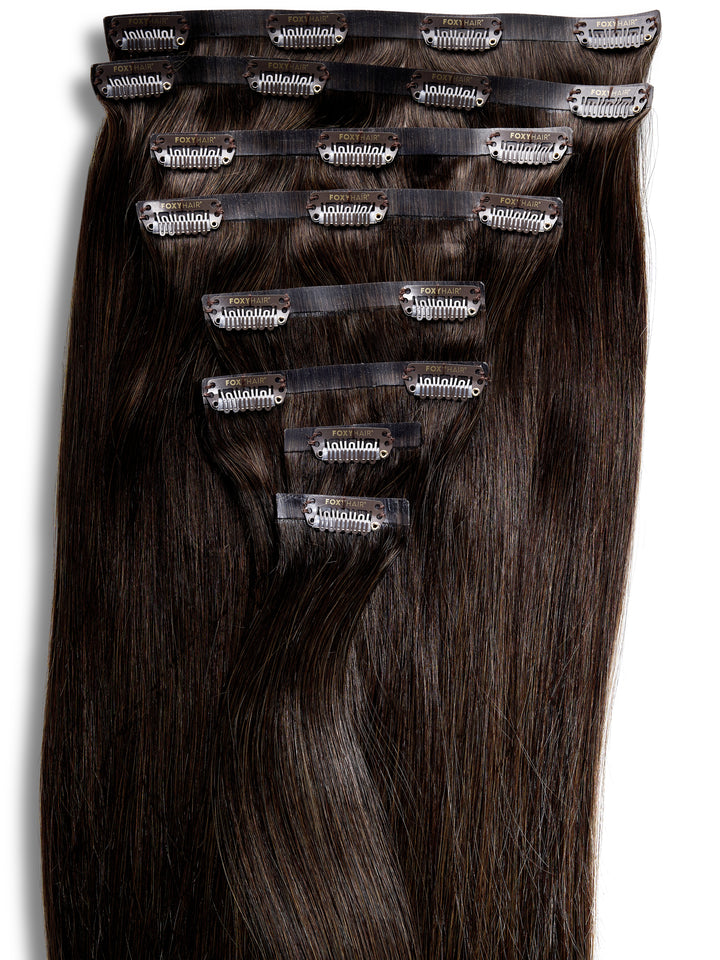 Mocha Seamless Clip-In Remy Hair Extensions (20" and 180 Grams)