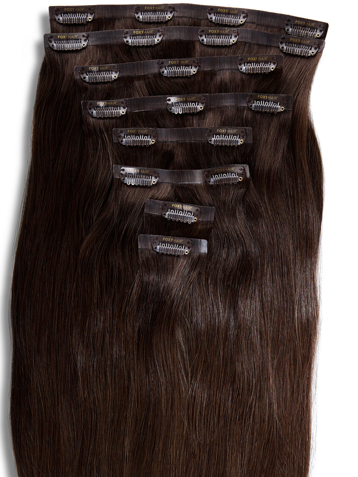 Milk Chocolate Seamless Clip-In Remy Hair Extensions (20" and 180 Grams)